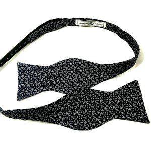VENTURI UOMO Bowtie Black Grey Paisley Adjustable